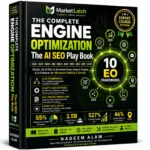 AI SEO optimization guide book cover featuring the complete 10-framework SEO and AI search playbook by Nadeem Alam