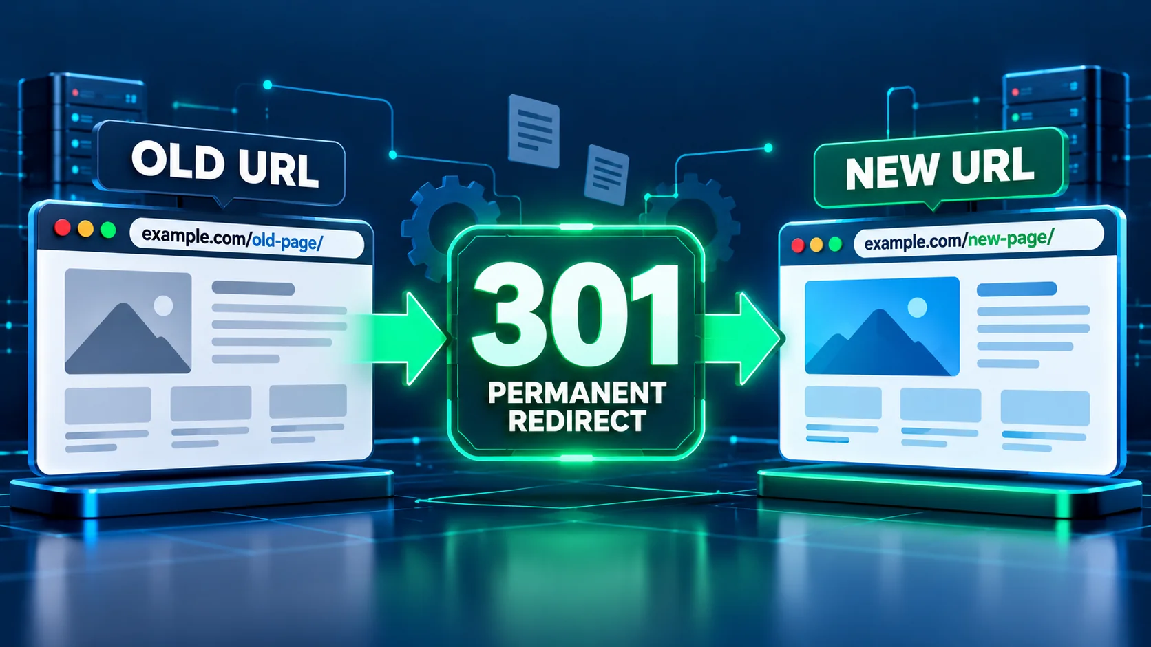 301 redirect WordPress showing an old URL moving to a new permanent URL