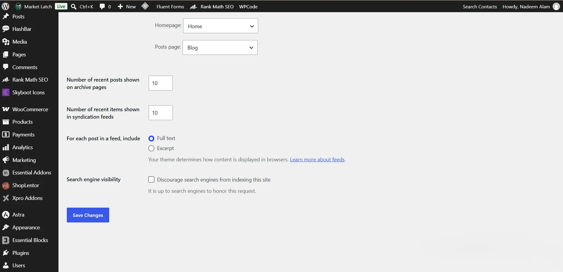 WordPress search visibility settings and indexing controls that can affect whether content is available to search engines